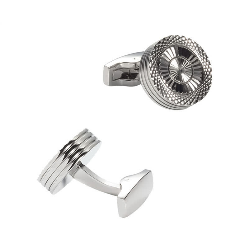 Men's 1 Pair Round Tire Pattern Cufflinks - image 4