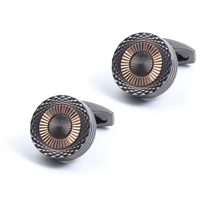 Men's 1 Pair Round Tire Pattern Cufflinks - Gray - image 5