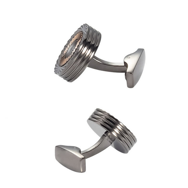 Men's 1 Pair Round Tire Pattern Cufflinks - image 6