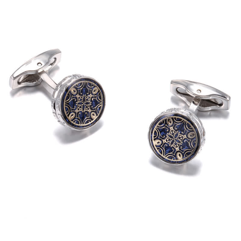 Men's 1 Pair Novelty Floral Pattern Design Cufflinks - Silver - image 0