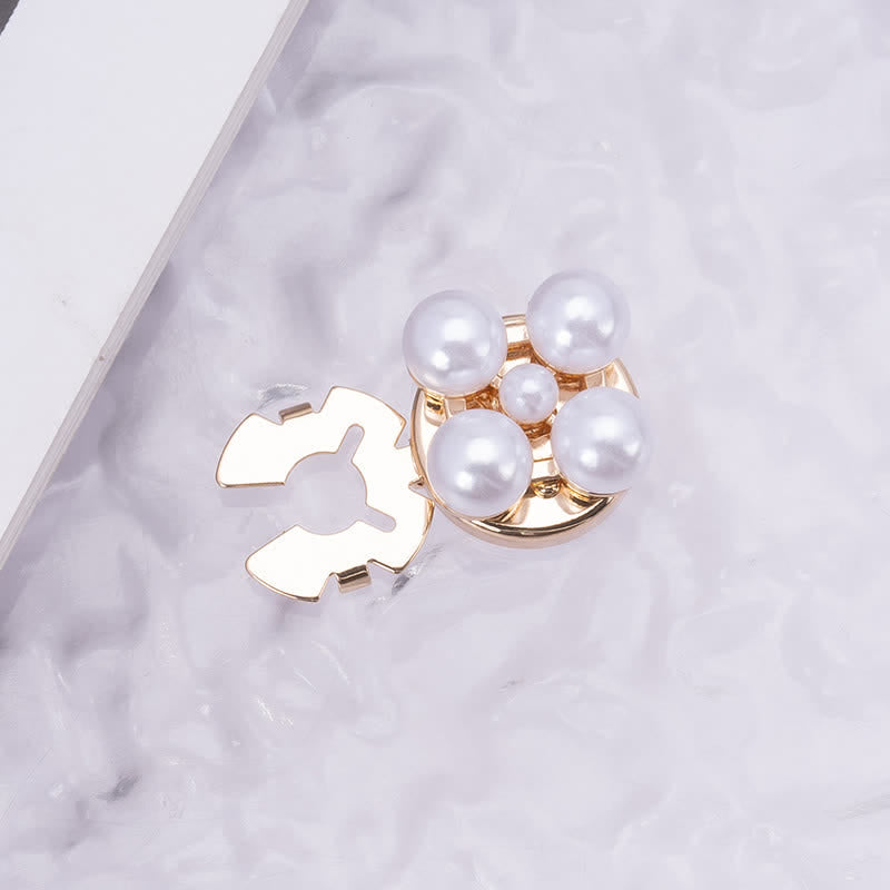 1 Pair Shiny Pearl Rhinestone Snap-On Button Covers