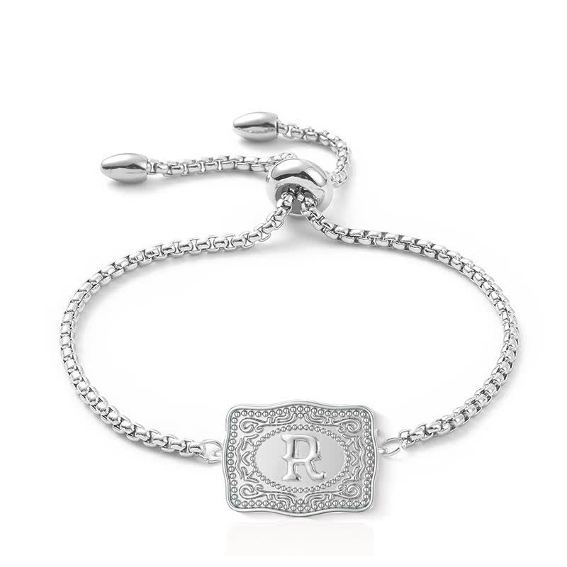 Silver Mini Embossed Initial Letter Bracelet - R - image 17