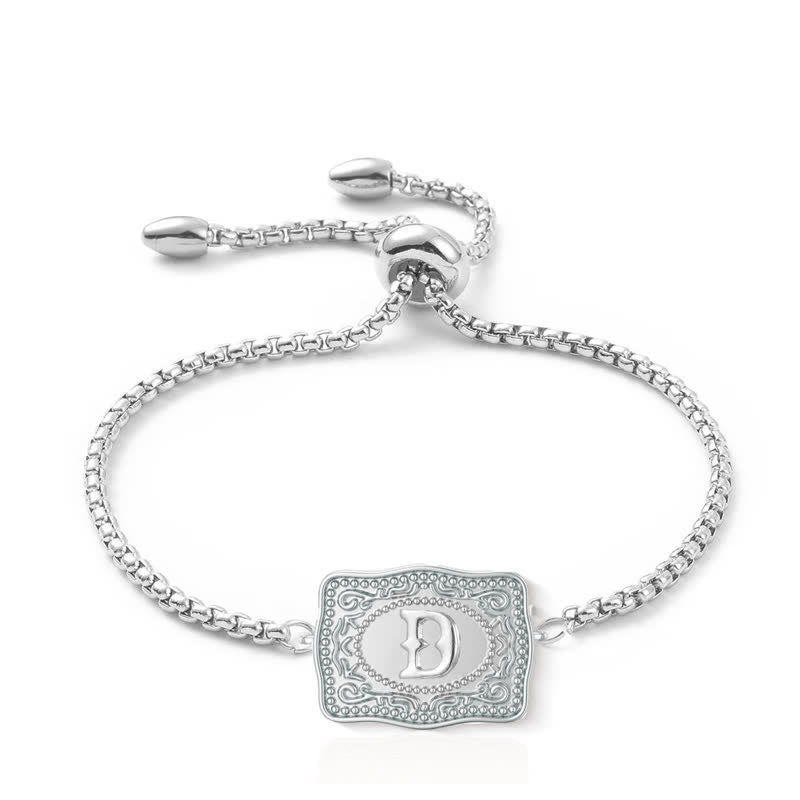 Silver Mini Embossed Initial Letter Bracelet - D - image 3