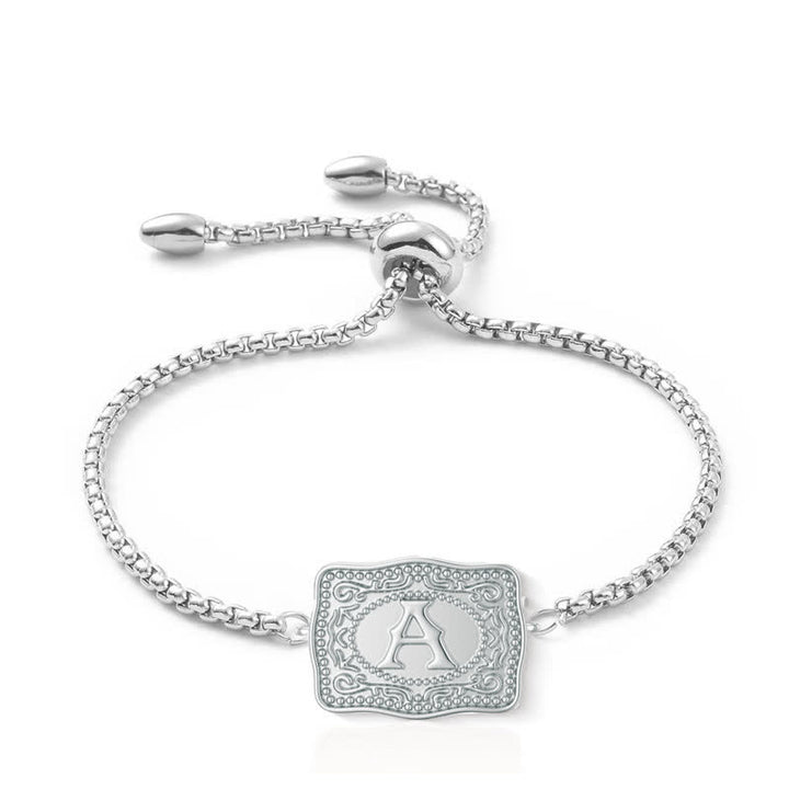 Silver Mini Embossed Initial Letter Bracelet - A - image 0