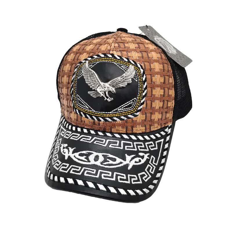 Brown Weave 3d Metal Pattern Mexican Ethnic Mesh Truck Hat (Pre-Sale) - Eagle - M (22"-22 7/8") - image 5