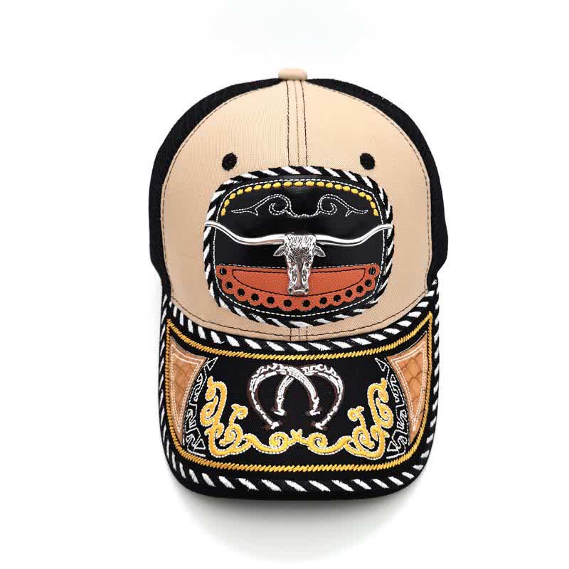 Beige Embroidery 3d Metal Decor Mexican Ethnic Mesh Truck Hat (Pre-Sale) - image 5