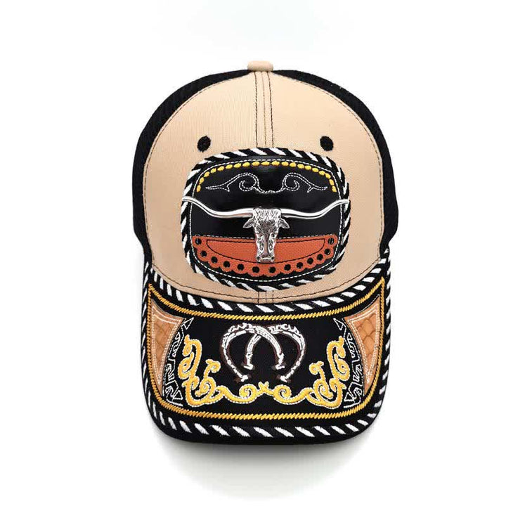 Beige Embroidery 3d Metal Decor Mexican Ethnic Mesh Truck Hat (Pre-Sale) - image 5