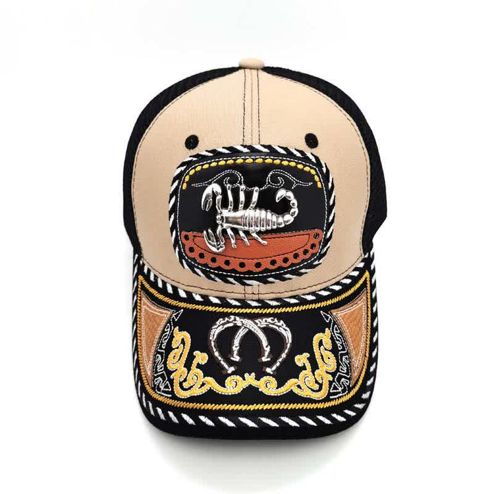 Beige Embroidery 3d Metal Decor Mexican Ethnic Mesh Truck Hat (Pre-Sale) - Scorpion - Adjustable (22"-23 5/8") - image 10