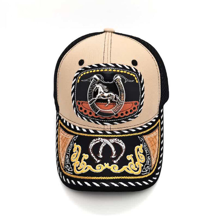 Beige Embroidery 3d Metal Decor Mexican Ethnic Mesh Truck Hat (Pre-Sale) - image 3