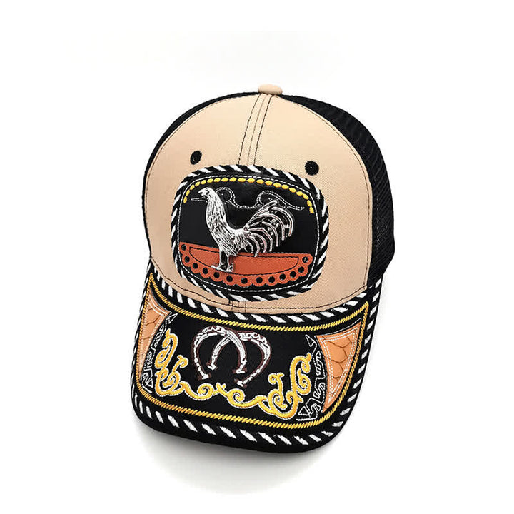 Beige Embroidery 3d Metal Decor Mexican Ethnic Mesh Truck Hat (Pre-Sale) - Rooster - Adjustable (22"-23 5/8") - image 8