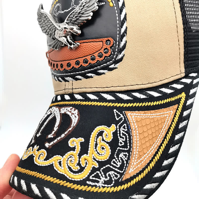 Beige Embroidery 3d Metal Decor Mexican Ethnic Mesh Truck Hat (Pre-Sale) - image 2