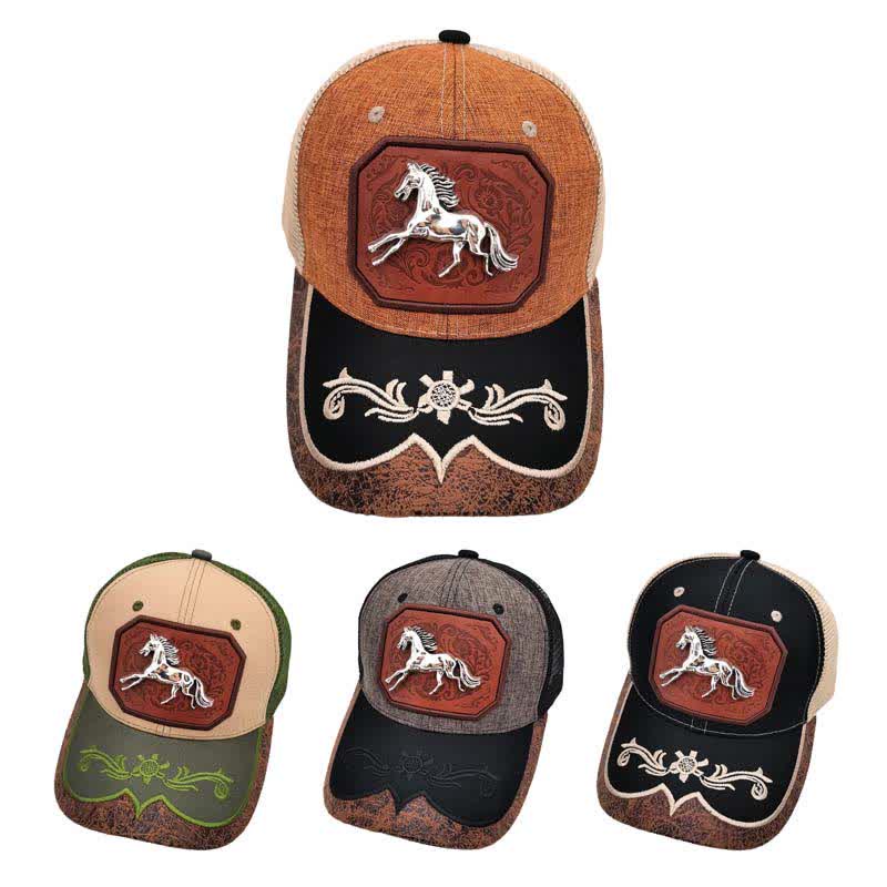 Silver 3d Metal Horse Decor Westerm Embroidery Mesh Truck Hat (Pre-Sale) - image 2