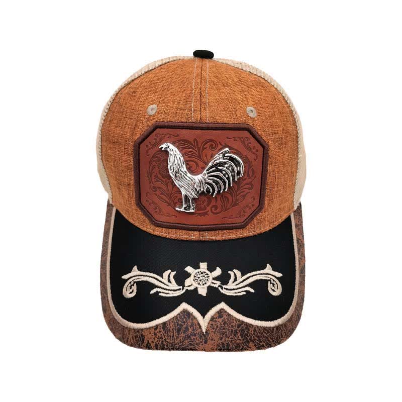 Silver 3d Metal Rooster Decor Westerm Embroidery Mesh Truck Hat (Pre-Sale) - image 2