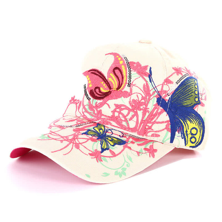 Butterfly Embroidery Floral Adjustable Baseball Cap - Ivory - Adjustable (About 21 5/8"-22 7/8") - image 5