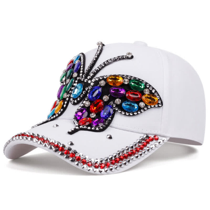 Sparkling Rhinestone Butterfly Adjustable Baseball Cap - White - Adjustable (About 21 5/8"-22 7/8") - image 6