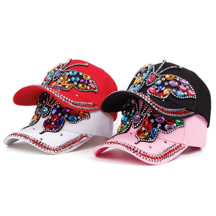 Sparkling Rhinestone Butterfly Adjustable Baseball Cap - image 5