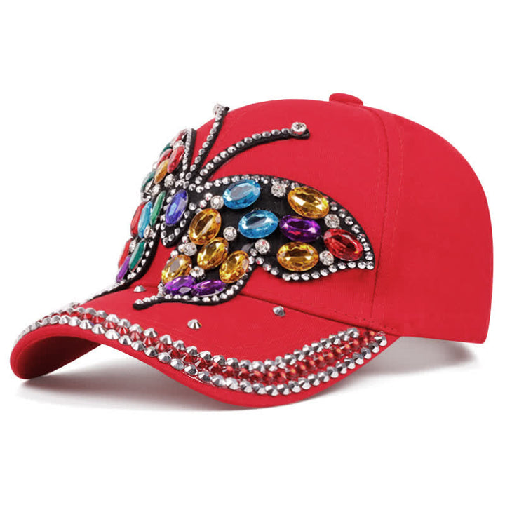 Sparkling Rhinestone Butterfly Adjustable Baseball Cap - Red - Adjustable (About 21 5/8"-22 7/8") - image 7