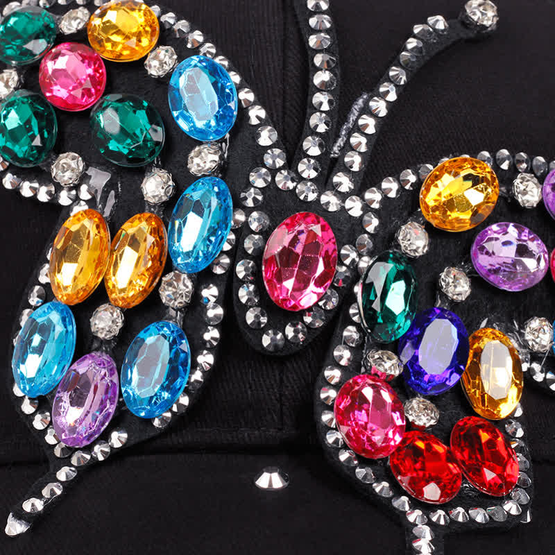 Sparkling Rhinestone Butterfly Adjustable Baseball Cap - image 2