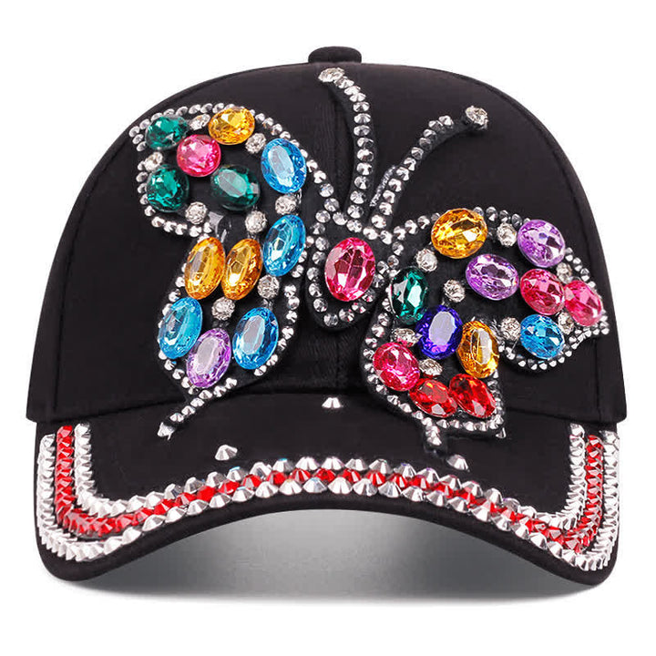 Sparkling Rhinestone Butterfly Adjustable Baseball Cap - image 4
