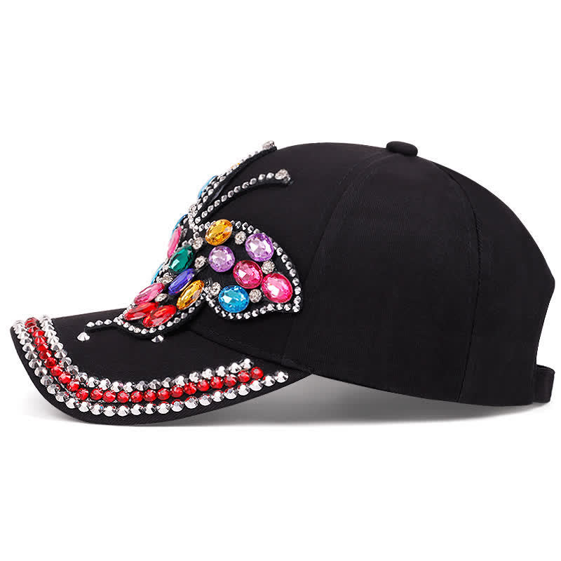 Sparkling Rhinestone Butterfly Adjustable Baseball Cap - image 3