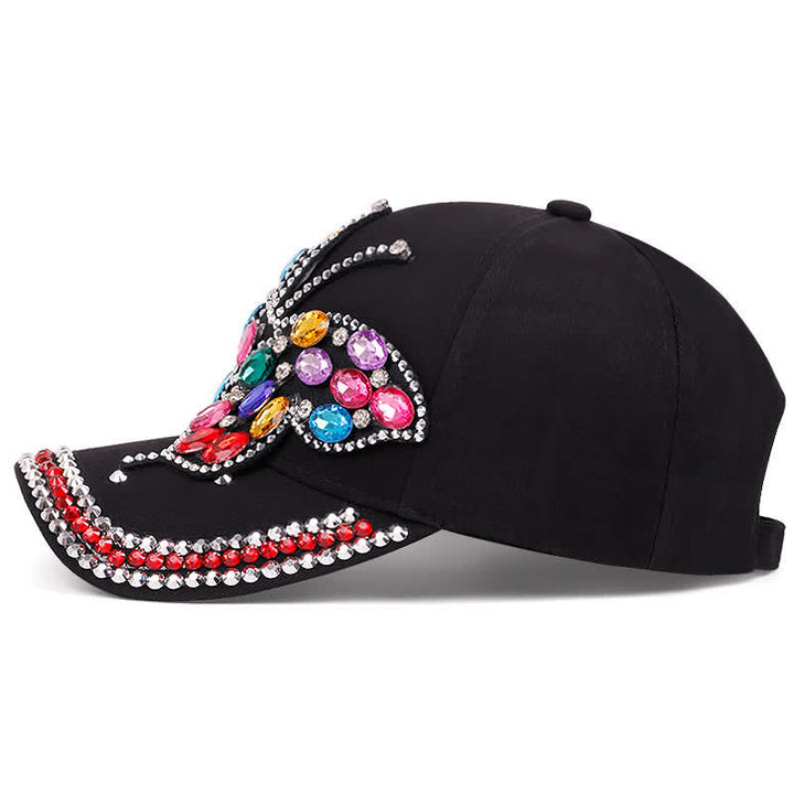Sparkling Rhinestone Butterfly Adjustable Baseball Cap - image 3