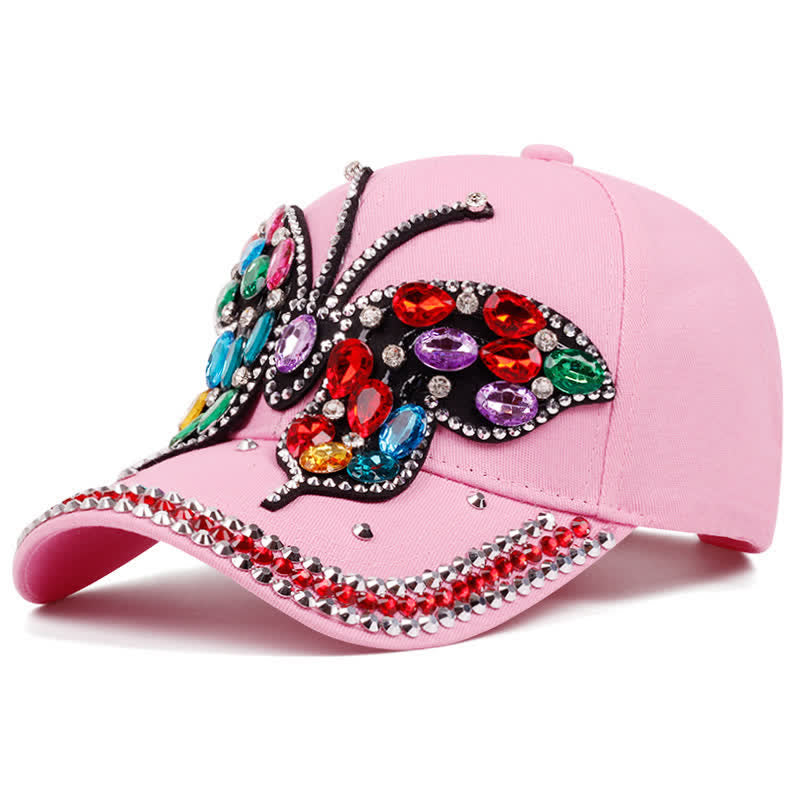 Sparkling Rhinestone Butterfly Adjustable Baseball Cap - Pink - Adjustable (About 21 5/8"-22 7/8") - image 8