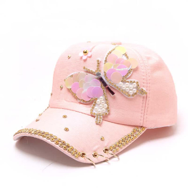 Pink Bling Sequin Butterfly Adjustable Baseball Cap - Pink - Adjustable (About 21 5/8"-22 7/8") - image 7