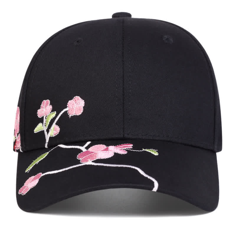 Pink Side Face Embroidery Floral Adjustable Baseball Cap - image 2