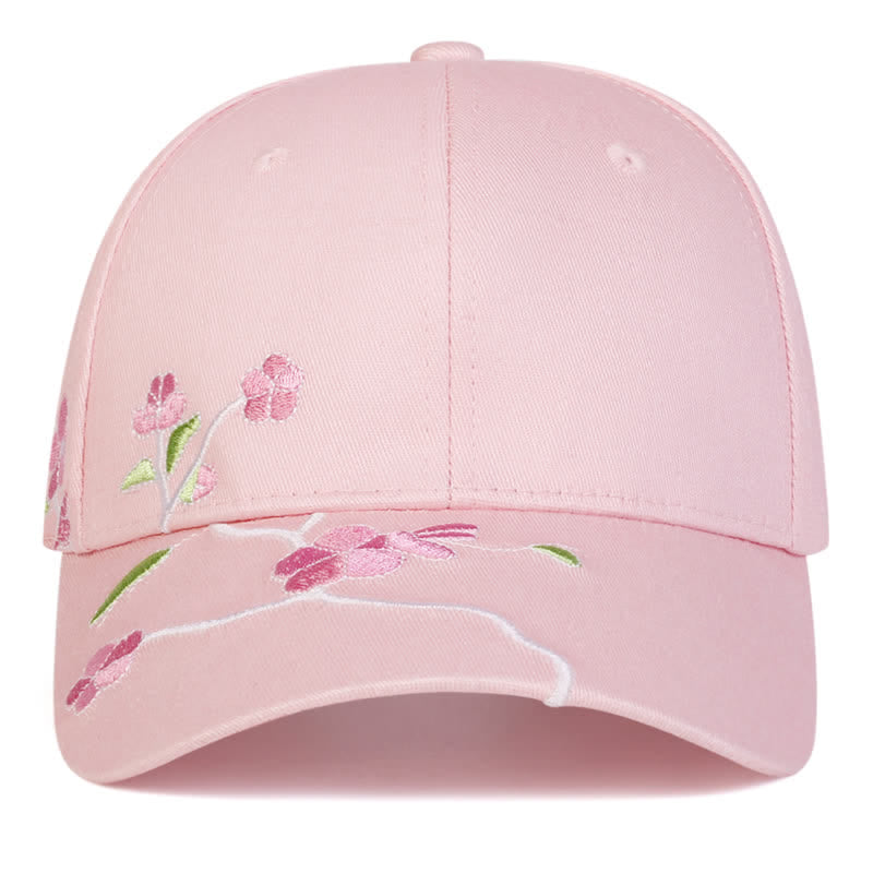 Pink Side Face Embroidery Floral Adjustable Baseball Cap - image 5