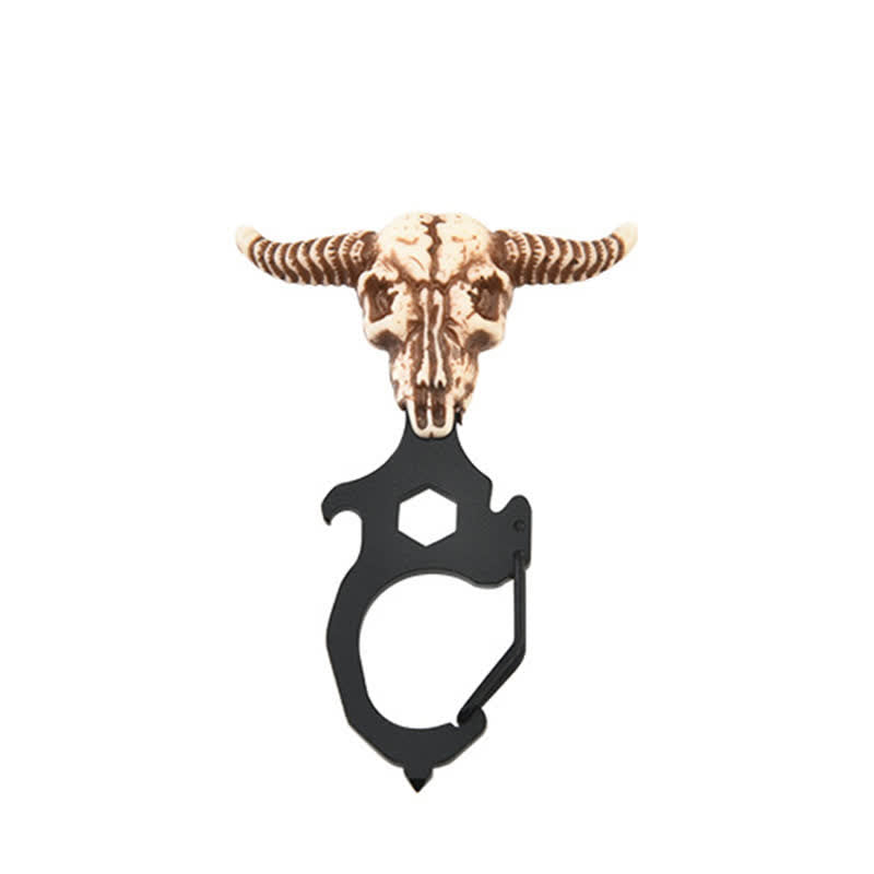 Practical Bull Indian Head Keychain With Hammer Breaker - Bull Head - Black - image 5