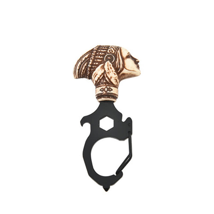 Practical Bull Indian Head Keychain With Hammer Breaker - Indian Head - Black - image 9