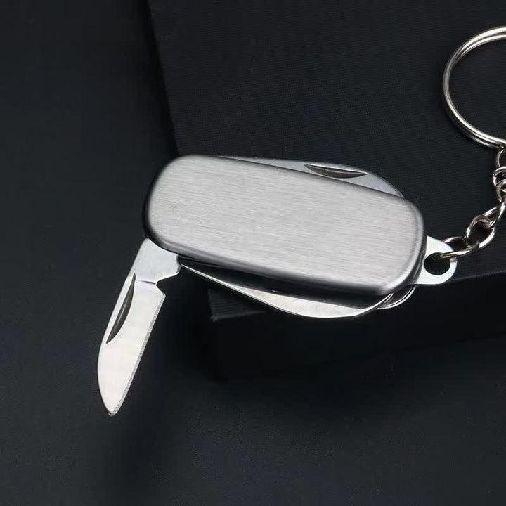 Silver Compact Folding Knife Keychain With Bottle Opener - image 2