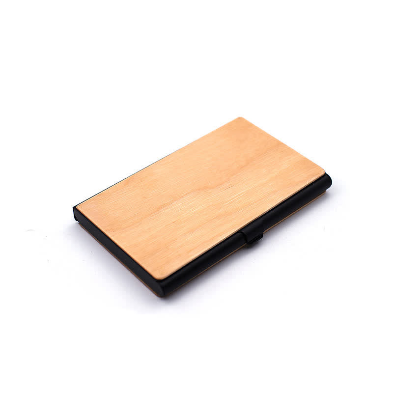 Custom Engraved Name Business Wooden Card Case - Cherry / Black - image 10