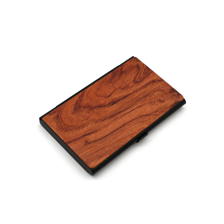 Custom Engraved Name Business Wooden Card Case - Almond / Black - image 12