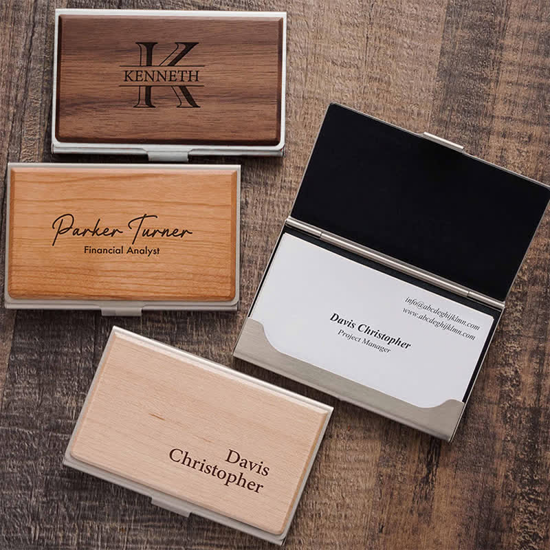 Custom Engraved Name Business Wooden Card Case - image 0