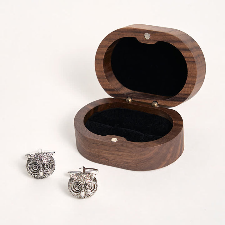 Men's 1 Pair Cute Owl Head Silver-Tone Cufflinks - image 7