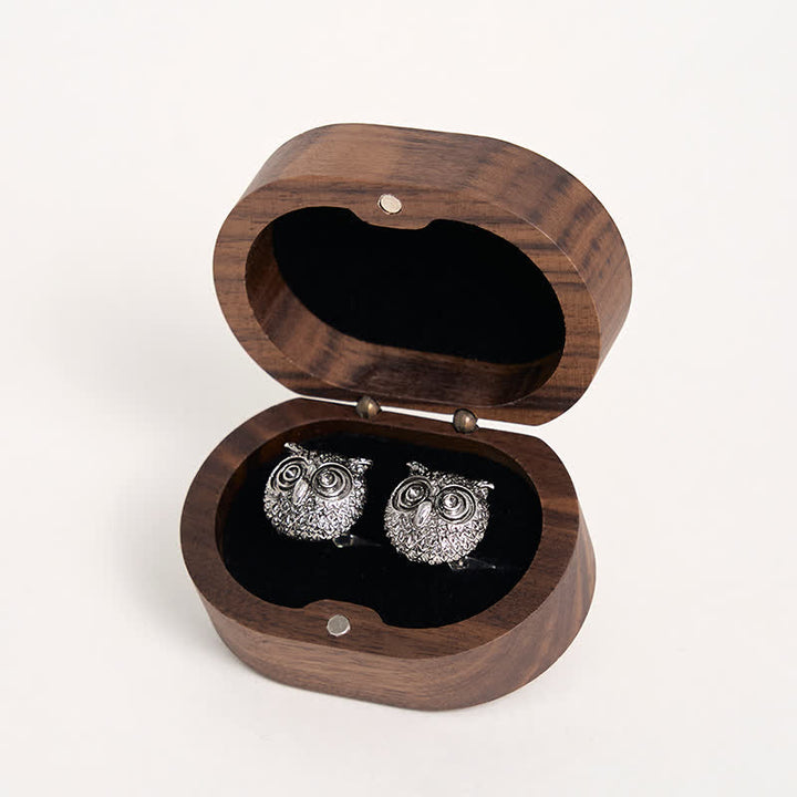 Men's 1 Pair Cute Owl Head Silver-Tone Cufflinks - image 6