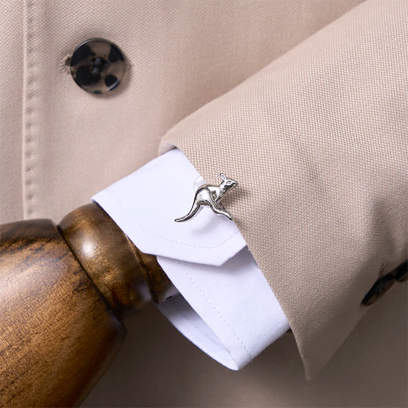 Men's 1 Pair Cute Kangaroo Silver-Tone Cufflinks - image 1