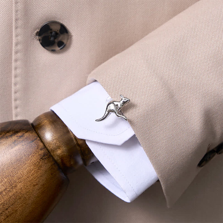 Men's 1 Pair Cute Kangaroo Silver-Tone Cufflinks - image 1