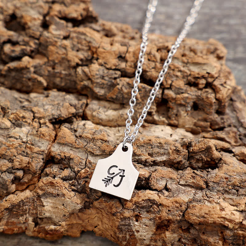 Custom Silver Mini Cattle Tag Initial Stainless Steel Necklace - image 9