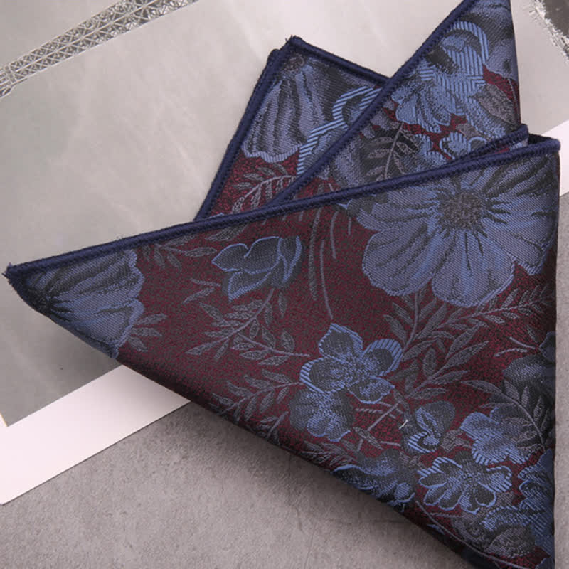 Men's Elegant CornflowerBlue Floral Necktie - CornflowerBlue - Only Pocket Square - image 1