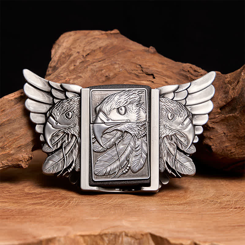 Men's DIY Silver Mighty Eagle Leather Belt With Hidden Lighter - Eagle - Without Belt - Not Included Belt - image 1