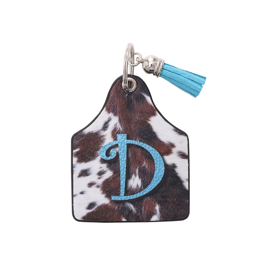 Vintage Western Farm Cow Pattern&Letter Printed Leather Keychain - D - image 5