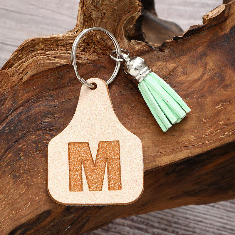 Farm Minimalist Style Letter Green Tassel Keychain - image 0