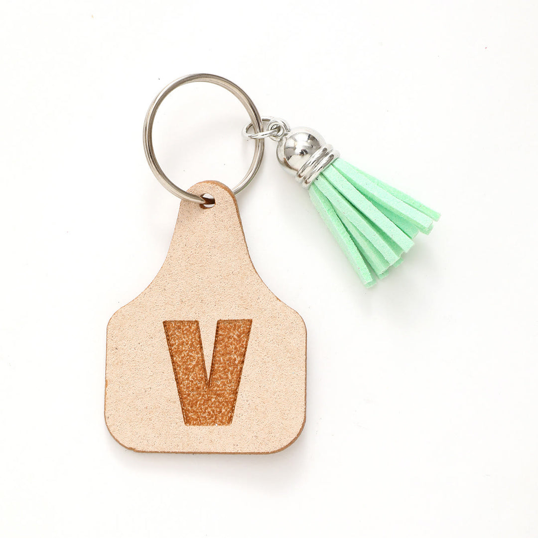 Farm Minimalist Style Letter Green Tassel Keychain - V - image 23