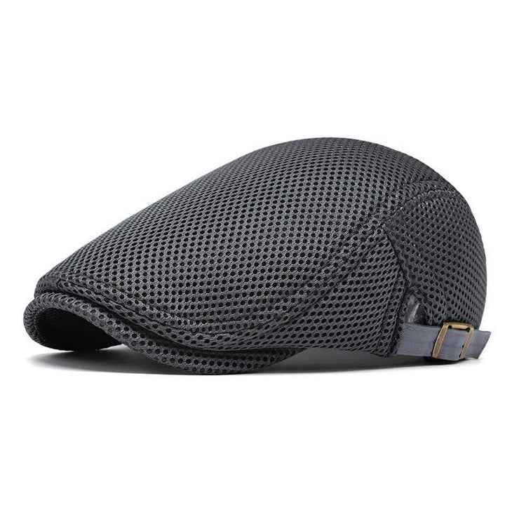 Solid Color Summer Mesh Flat Top Beret Hat - Dark Gray - Adjustable (22"-23 5/8") - image 10
