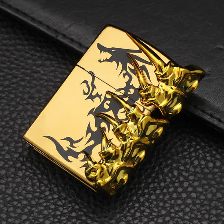 Stereoscopic Dragon Backbone Relief Refillable Butane Lighter - Gold - image 3