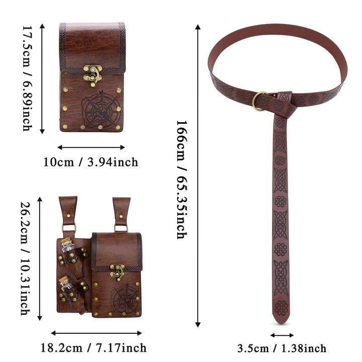 Retro Halloween Cosplay Accessory Alchemy Bottle Viking Belt - image 6