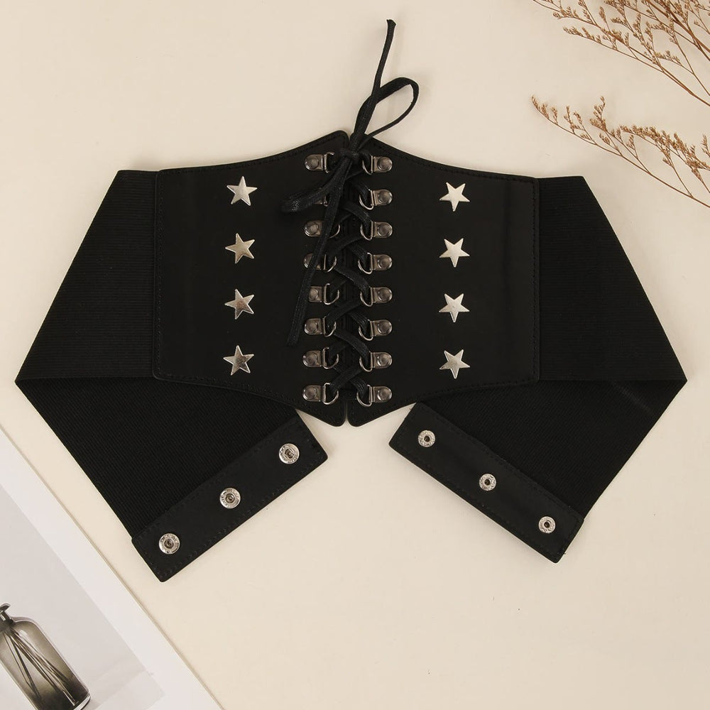 Black Retro Cosplay Accessories Star Women's Corset Belt - Black - image 1