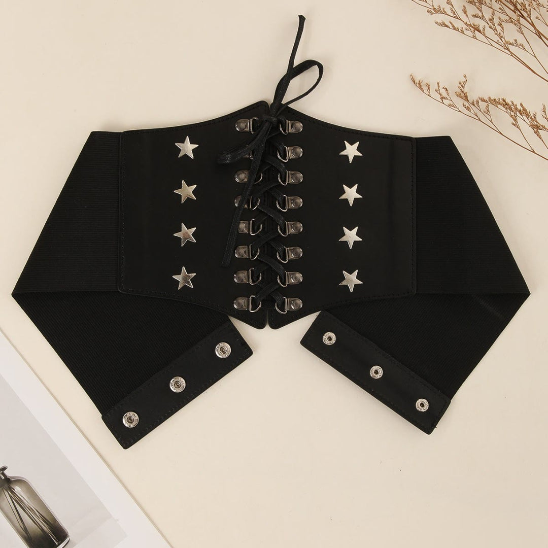 Black Retro Cosplay Accessories Star Women's Corset Belt - Black - image 1